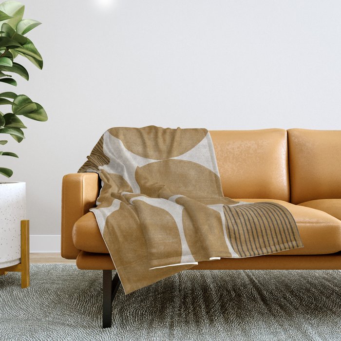 Mid Century Modern Mustard Graphic Throw Blanket Gallery Image 1