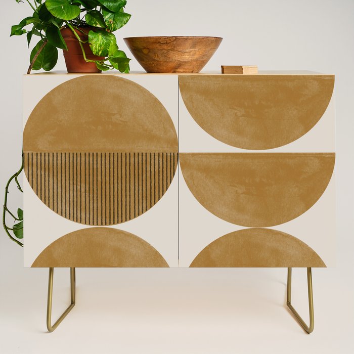 Mid Century Modern Mustard Graphic Credenza Gallery Image 1