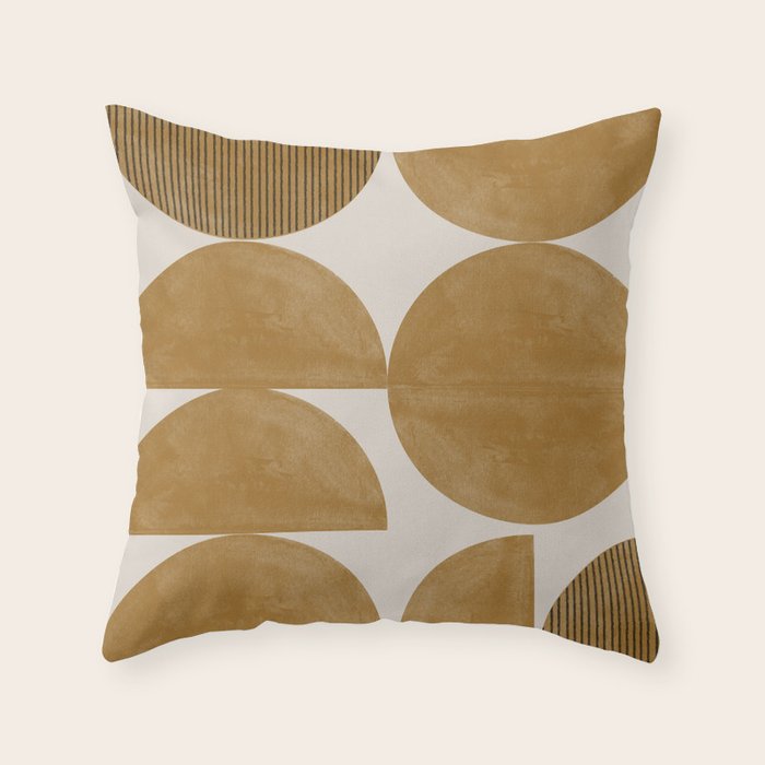 Mid Century Modern Mustard Graphic Throw Pillow Gallery Image 1
