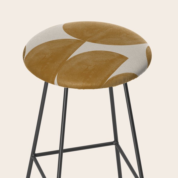 Mid Century Modern Mustard Graphic Stool Gallery Image 2