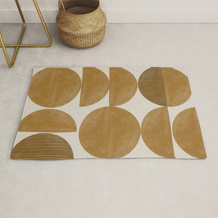 Mid Century Modern Mustard Graphic Rug Gallery Image 1