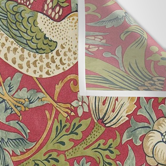 William Morris Vintage Strawberry Thief Red Crimson Slate Wall Tapestry Gallery Image 3