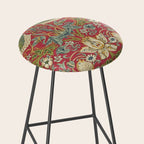 William Morris Vintage Strawberry Thief Red Crimson Slate Stool Gallery Image 2