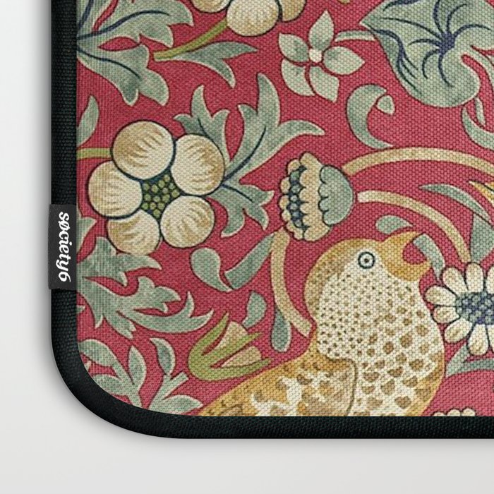 William Morris Vintage Strawberry Thief Red Crimson Slate Laptop Sleeve Gallery Image 3