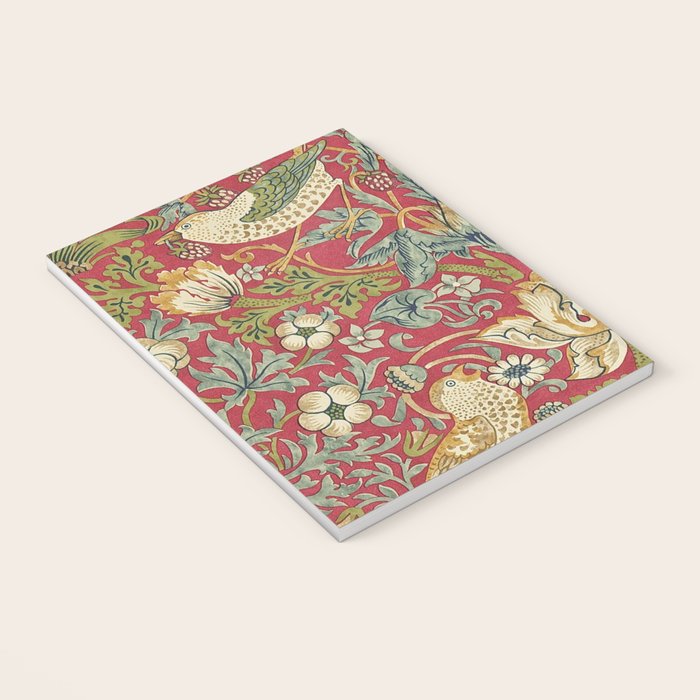 William Morris Vintage Strawberry Thief Red Crimson Slate Notebook Gallery Image 3