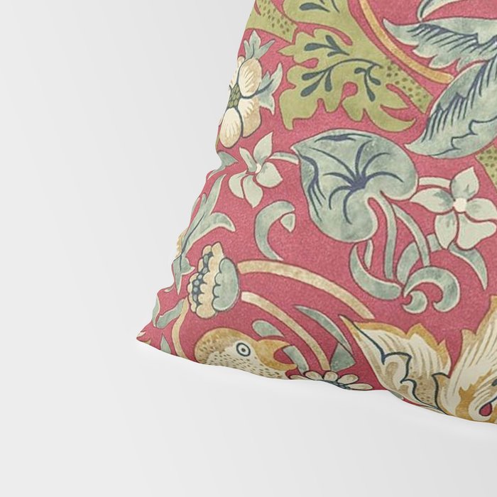 William Morris Vintage Strawberry Thief Red Crimson Slate Pillow Sham Gallery Image 4