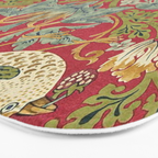 William Morris Vintage Strawberry Thief Red Crimson Slate Bath Mat Gallery Image 3