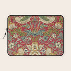 William Morris Vintage Strawberry Thief Red Crimson Slate Laptop Sleeve Gallery Image 1