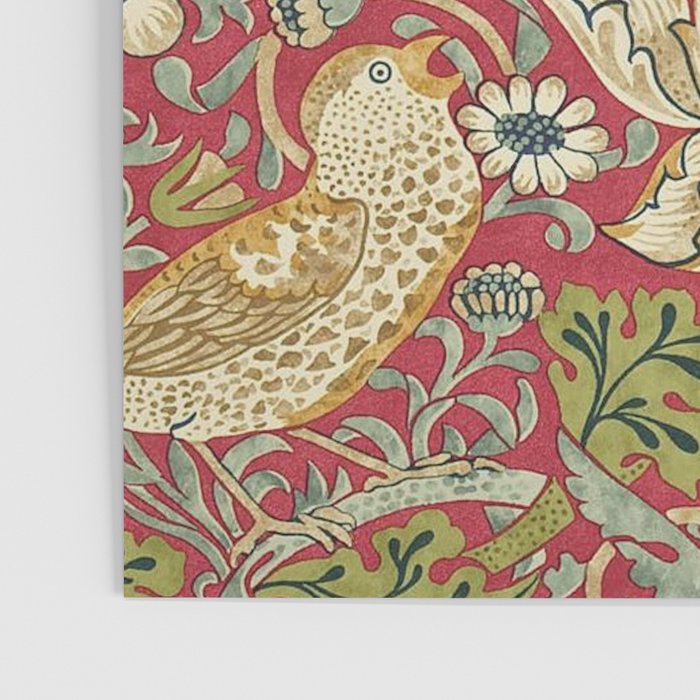 William Morris Vintage Strawberry Thief Red Crimson Slate Poster Gallery Image 3