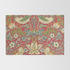William Morris Vintage Strawberry Thief Red Crimson Slate Rug Gallery Image 2