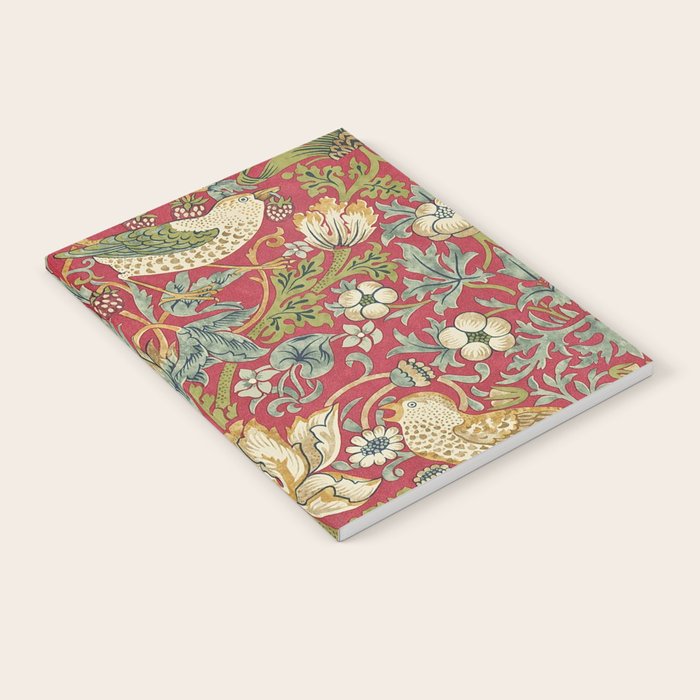 William Morris Vintage Strawberry Thief Red Crimson Slate Notebook Gallery Image 1