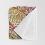 William Morris Vintage Strawberry Thief Red Crimson Slate Throw Blanket Gallery Image 3