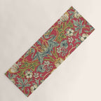 William Morris Vintage Strawberry Thief Red Crimson Slate Yoga Mat Gallery Image 1