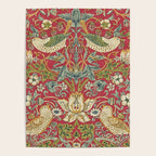 William Morris Vintage Strawberry Thief Red Crimson Slate Poster Gallery Image 4