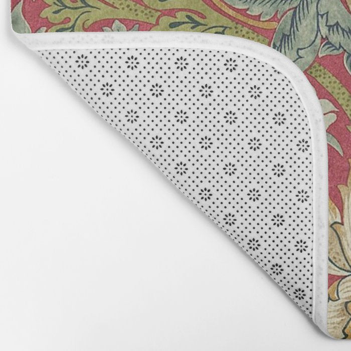 William Morris Vintage Strawberry Thief Red Crimson Slate Bath Mat Gallery Image 2