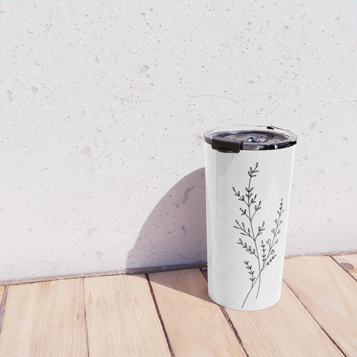 Minimal Wildflower Line Art Branch Travel Mug Gallery Image 4