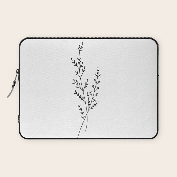Minimal Wildflower Line Art Branch Laptop Sleeve Gallery Image 1