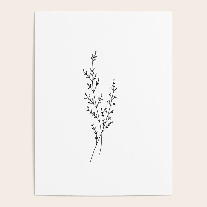 Minimal Wildflower Line Art Branch Poster Gallery Image 4