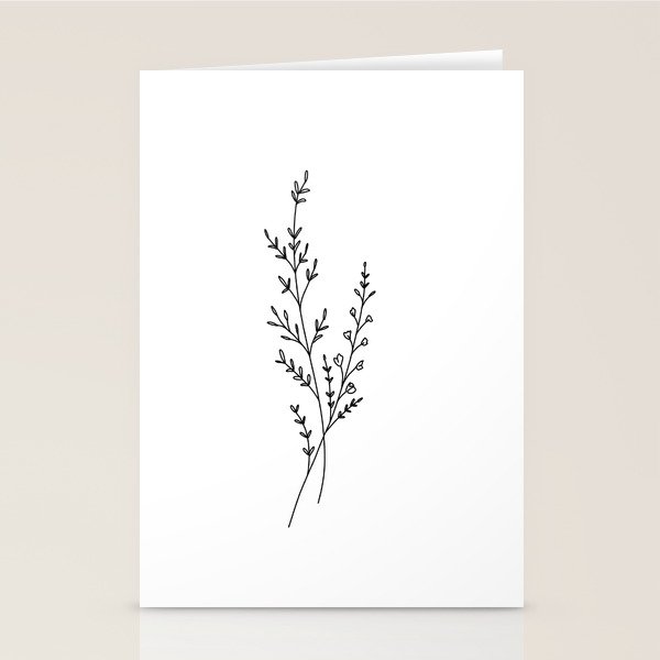 Minimal Wildflower Line Art Branch Stationery Card Gallery Image 1