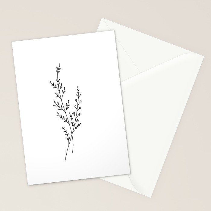 Minimal Wildflower Line Art Branch Stationery Card Gallery Image 2
