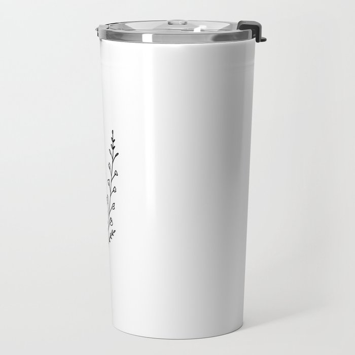 Minimal Wildflower Line Art Branch Travel Mug Gallery Image 2