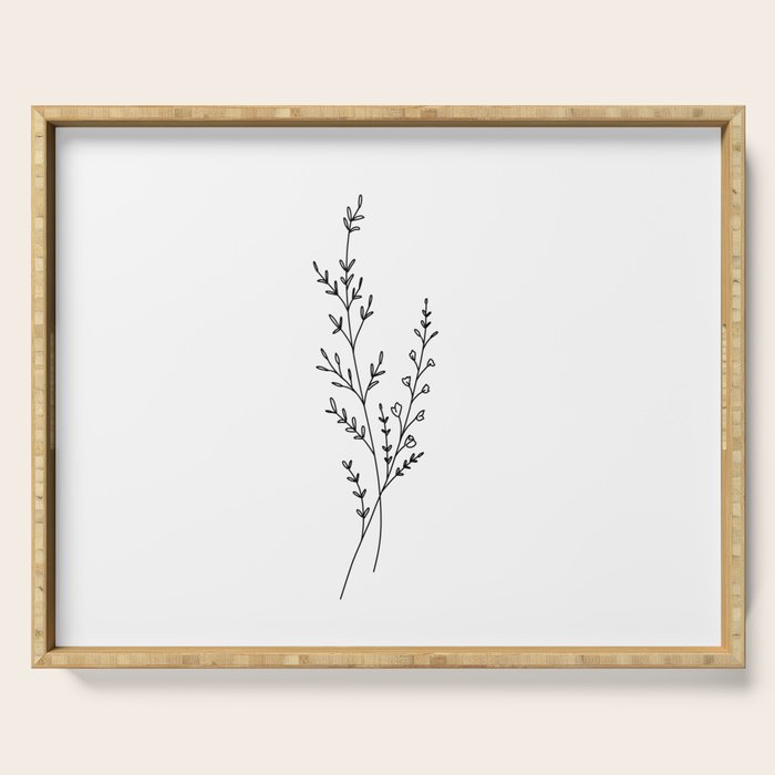 Minimal Wildflower Line Art Branch Serving Tray Gallery Image 1