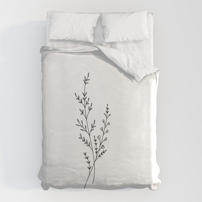 Minimal Wildflower Line Art Branch Duvet Cover Gallery Image 6