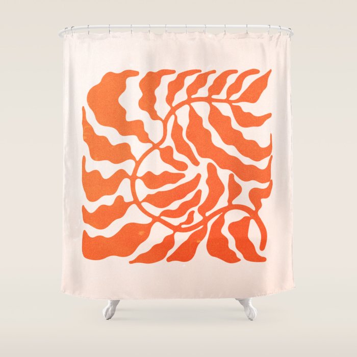 Funky Fern: Orange Peach Edition Shower Curtain Gallery Image 1