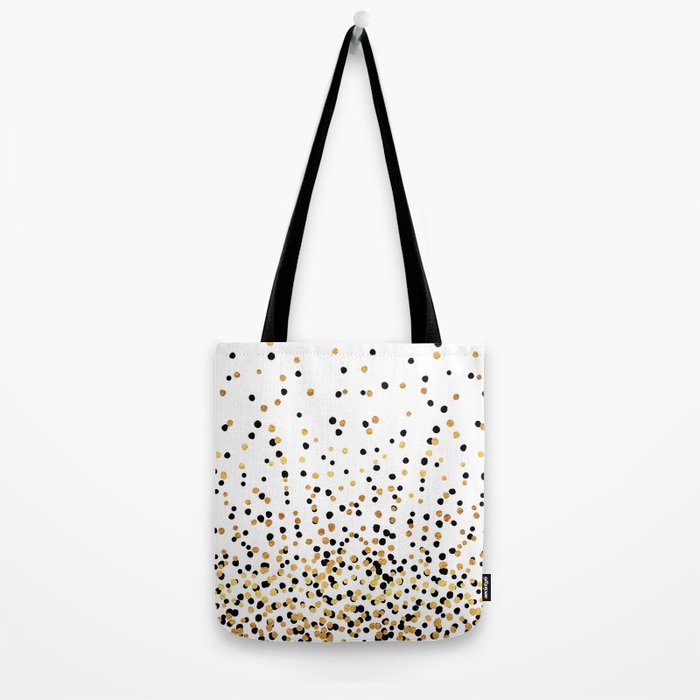 Floating Dots - Black and Gold on White Tote Bag Gallery Image 2