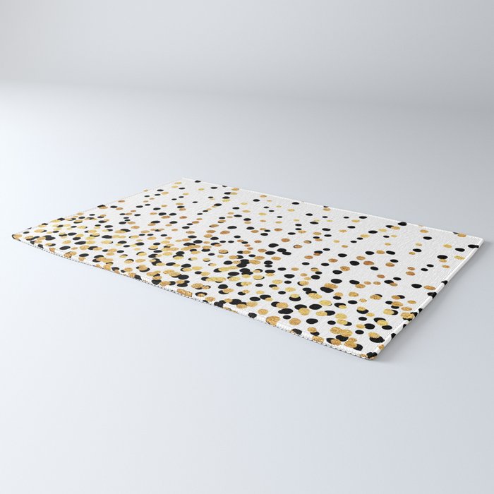 Floating Dots - Black and Gold on White Rug Gallery Image 3