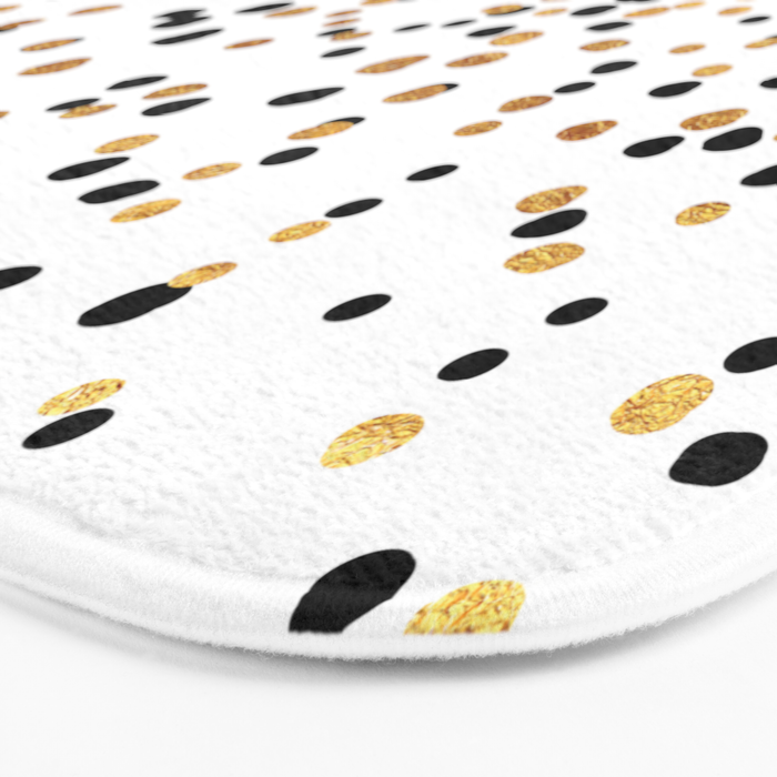 Floating Dots - Black and Gold on White Bath Mat Gallery Image 3
