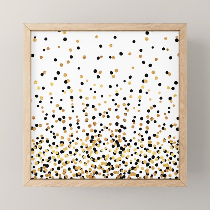 Floating Dots - Black and Gold on White Mini Art Print Gallery Image 1