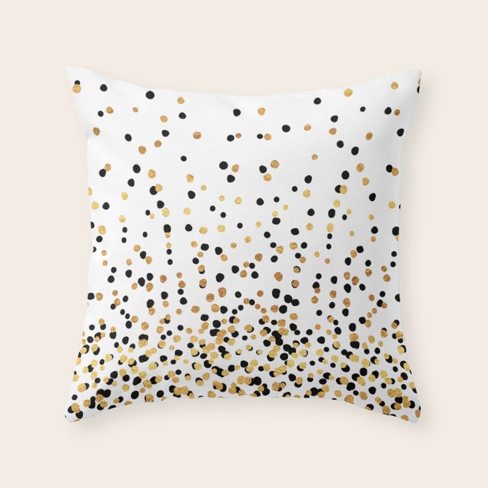 Floating Dots - Black and Gold on White Throw Pillow Gallery Image 6