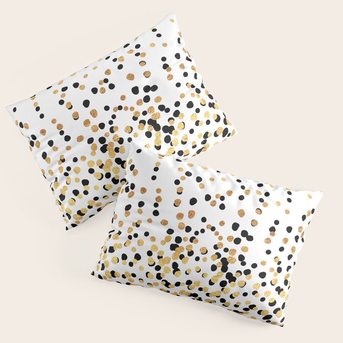 Floating Dots - Black and Gold on White Pillow Sham Gallery Image 3