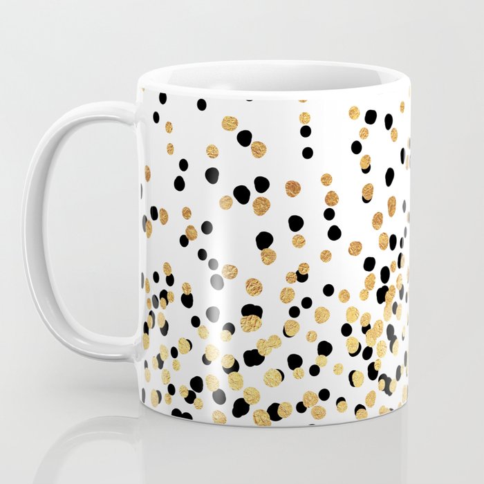 Floating Dots - Black and Gold on White Coffee Mug Gallery Image 3