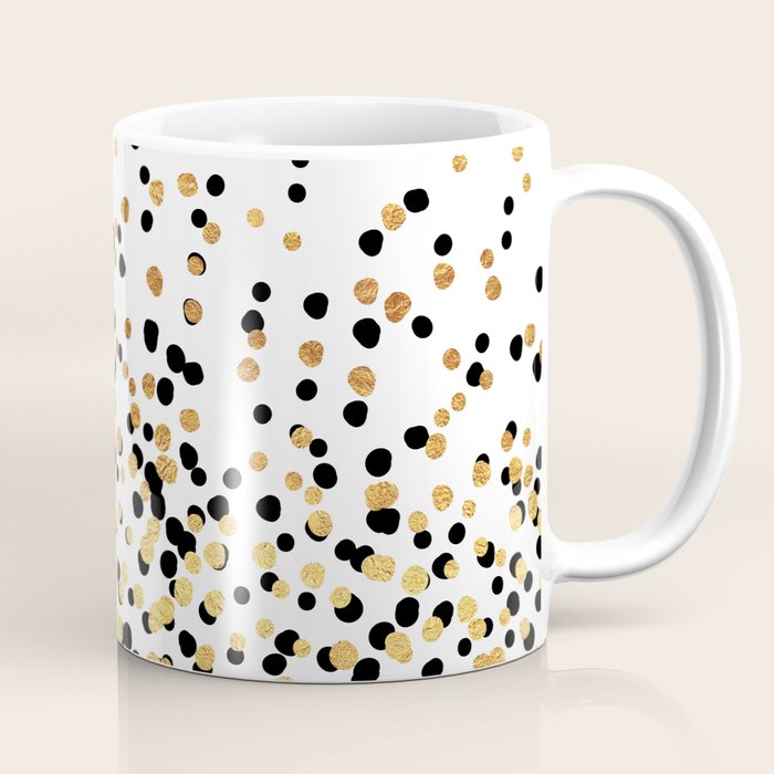 Floating Dots - Black and Gold on White Coffee Mug Gallery Image 1