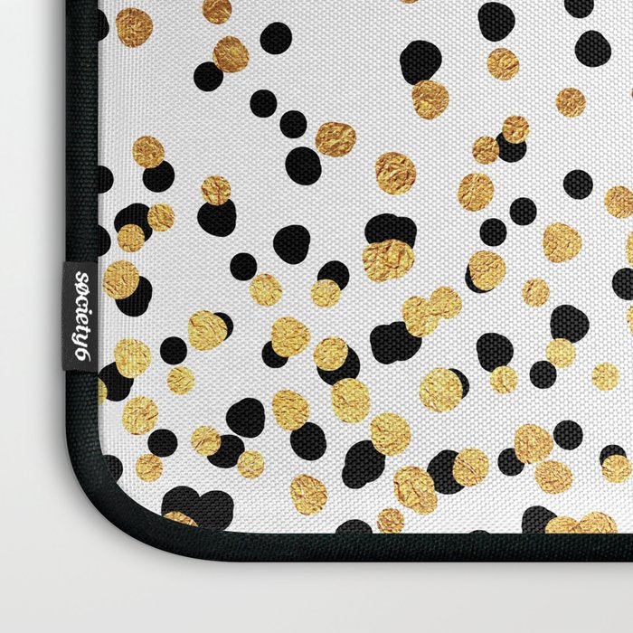 Floating Dots - Black and Gold on White Laptop Sleeve Gallery Image 3