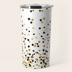 Floating Dots - Black and Gold on White Travel Mug Gallery Image 1