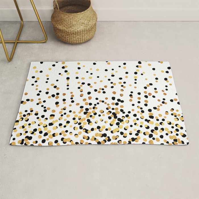Floating Dots - Black and Gold on White Rug Gallery Image 1