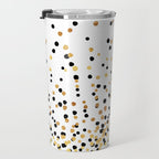 Floating Dots - Black and Gold on White Travel Mug Gallery Image 3