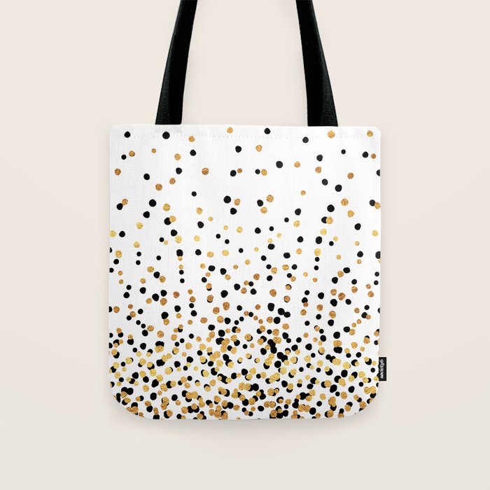 Floating Dots - Black and Gold on White Tote Bag Gallery Image 1