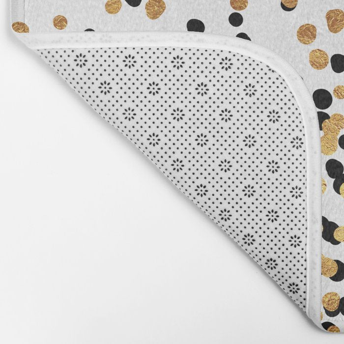 Floating Dots - Black and Gold on White Bath Mat Gallery Image 2