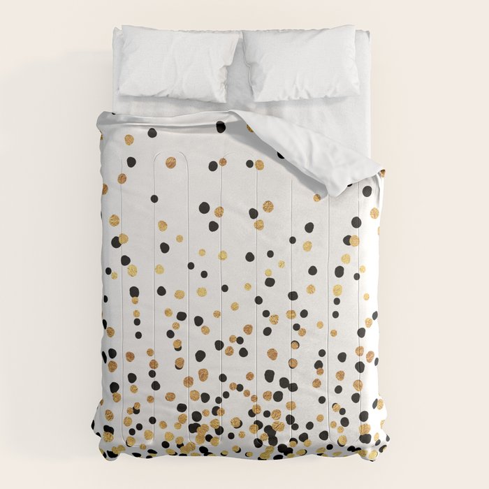 Floating Dots - Black and Gold on White Comforter Gallery Image 6
