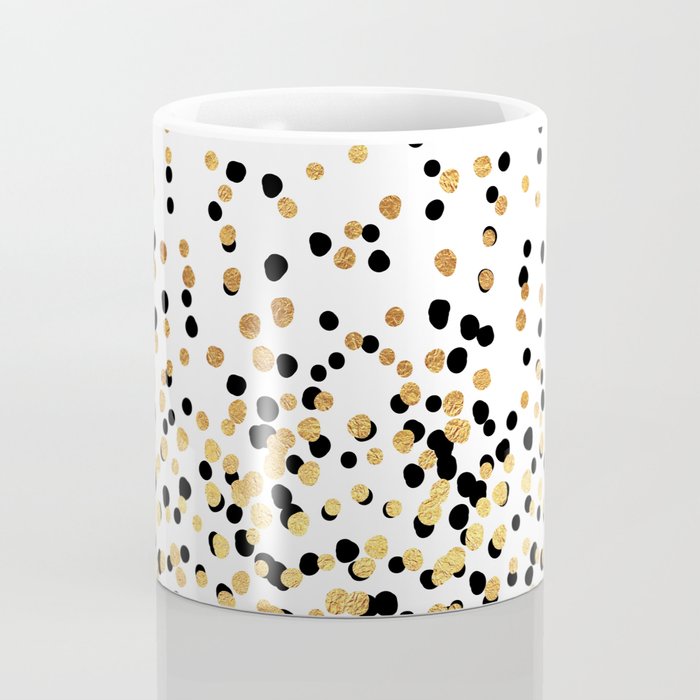 Floating Dots - Black and Gold on White Coffee Mug Gallery Image 4