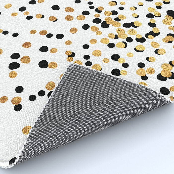Floating Dots - Black and Gold on White Rug Gallery Image 4