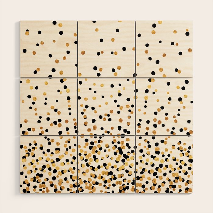 Floating Dots - Black and Gold on White Wood Wall Art Gallery Image 1