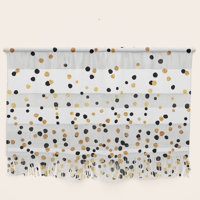 Floating Dots - Black and Gold on White Wall Hanging Gallery Image 1