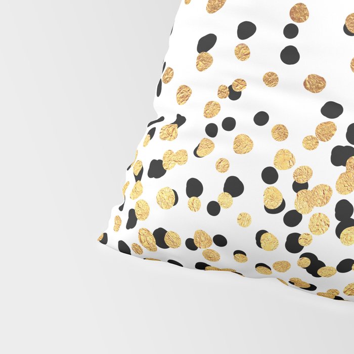 Floating Dots - Black and Gold on White Pillow Sham Gallery Image 4