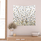 Floating Dots - Black and Gold on White Wall Tapestry Gallery Image 2