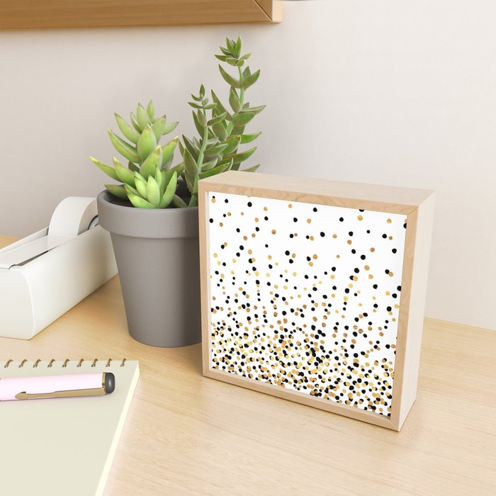 Floating Dots - Black and Gold on White Mini Art Print Gallery Image 2